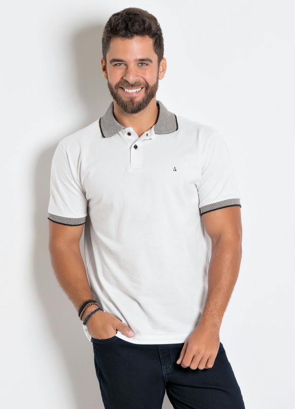 Outlet - Camisa Polo Actual Branca com Detalhe na Gola