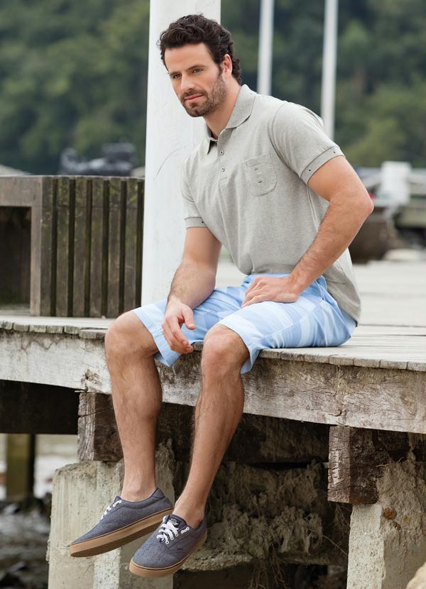 Outlet - Camisa Polo Actual com Bolso Cinza 4