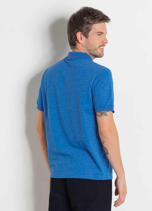 Outlet - Camisa Polo Actual em Piquet Azul 2