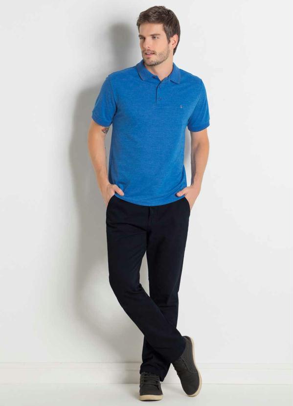 Outlet - Camisa Polo Actual em Piquet Azul 3