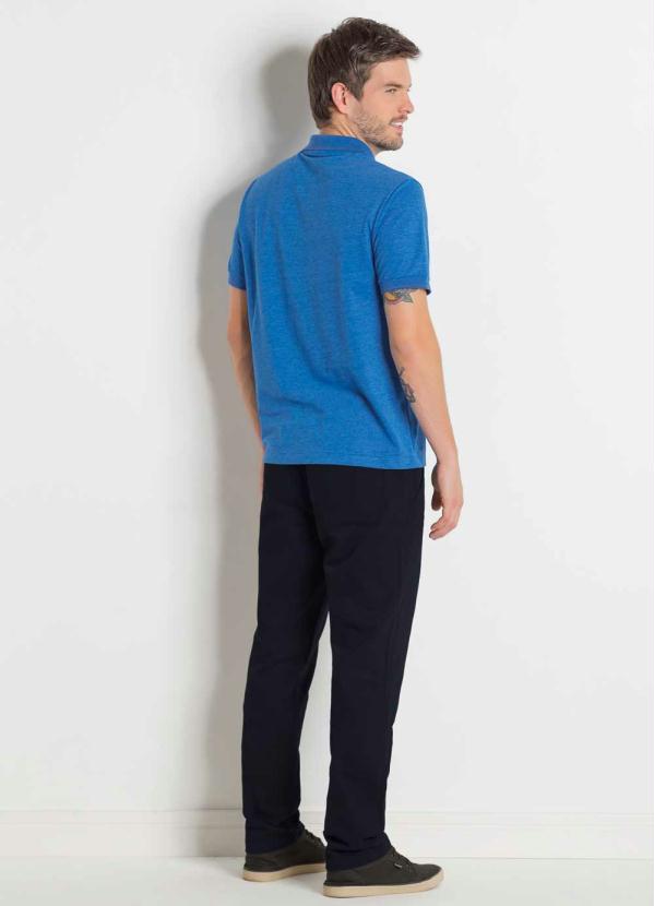 Outlet - Camisa Polo Actual em Piquet Azul 4
