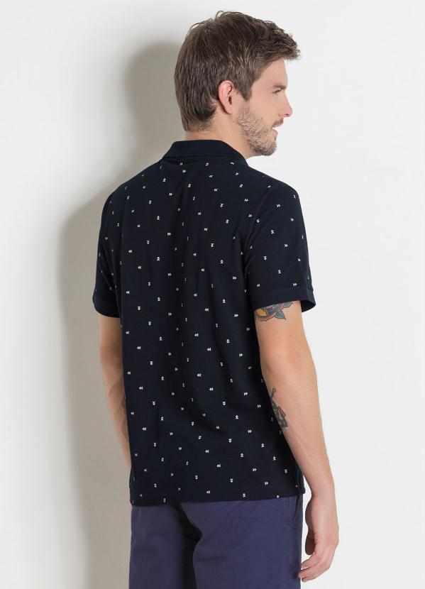 Outlet - Camisa Polo Actual Preta com Estampa 2