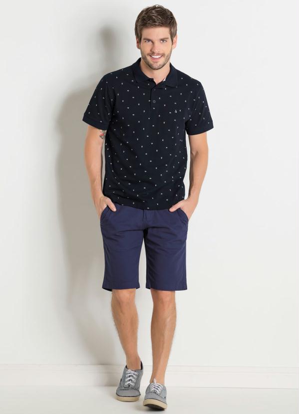 Outlet - Camisa Polo Actual Preta com Estampa 3