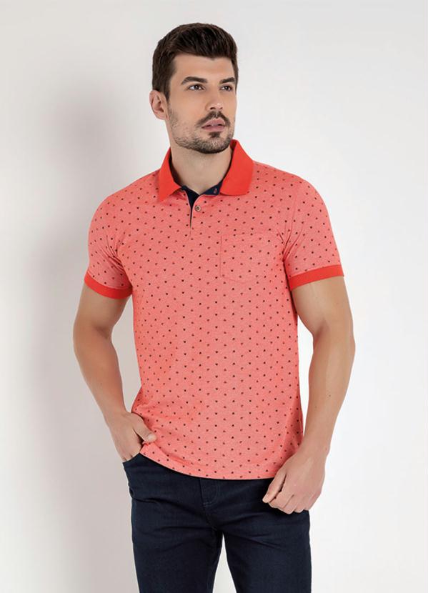 Cia Gota - Camisa Polo Coral com Bolso Cia Gota