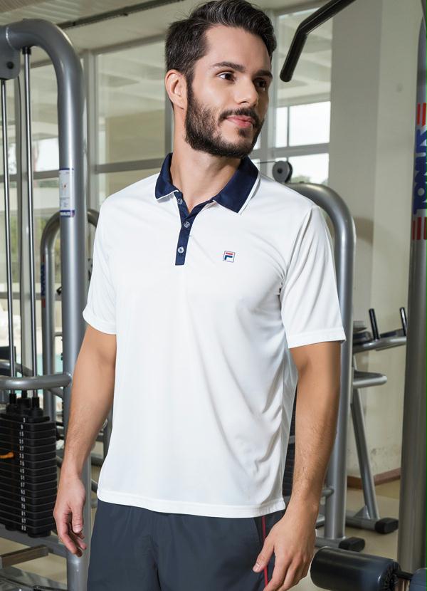 Camisa Polo Fila Aztec Box Branca e Marinho - Rally