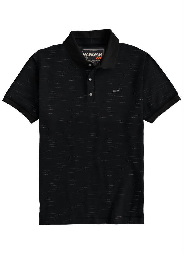 Hangar 33 - Camisa Polo Malha Piquet Flame Jet Preto