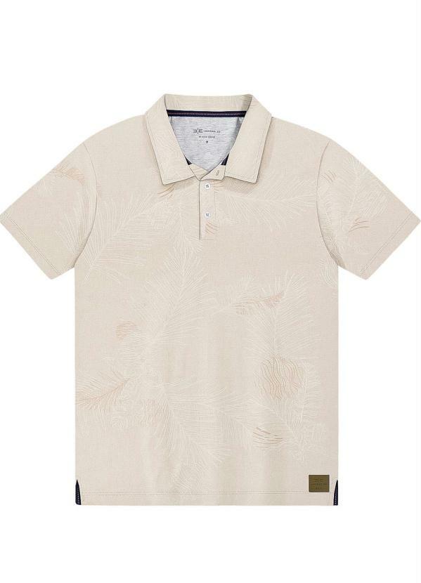 Hangar 33 - Camisa Polo Masculina Estampa Tropical Bege