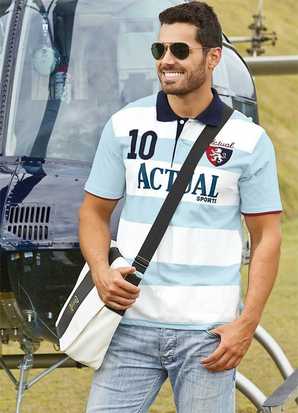 Outlet - Camisa Branca/Azul Gola Polo