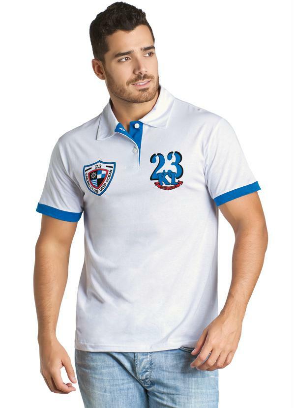 Outlet - Camisa Branca Gola Polo