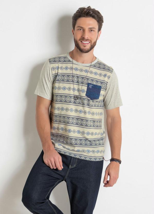 Outlet - Camiseta Actual Étnica com Estampa Frontal