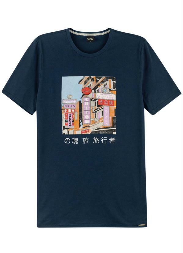 Enfim - Camiseta Azul Marinho Slim Bangkok