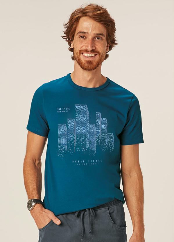Malwee - Camiseta Azul Petróleo Tradicional Urban Lights
