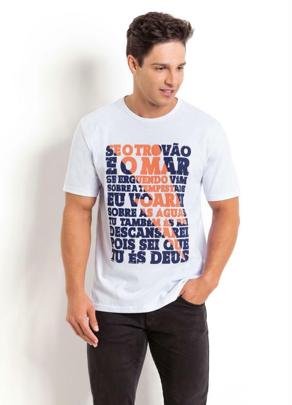 Outlet - Camiseta Branca com Estampa de Letras