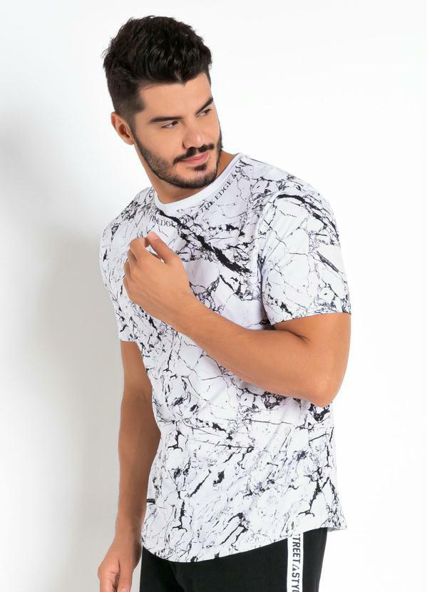 Outlet - Camiseta Branca com Estampa Marmorizada