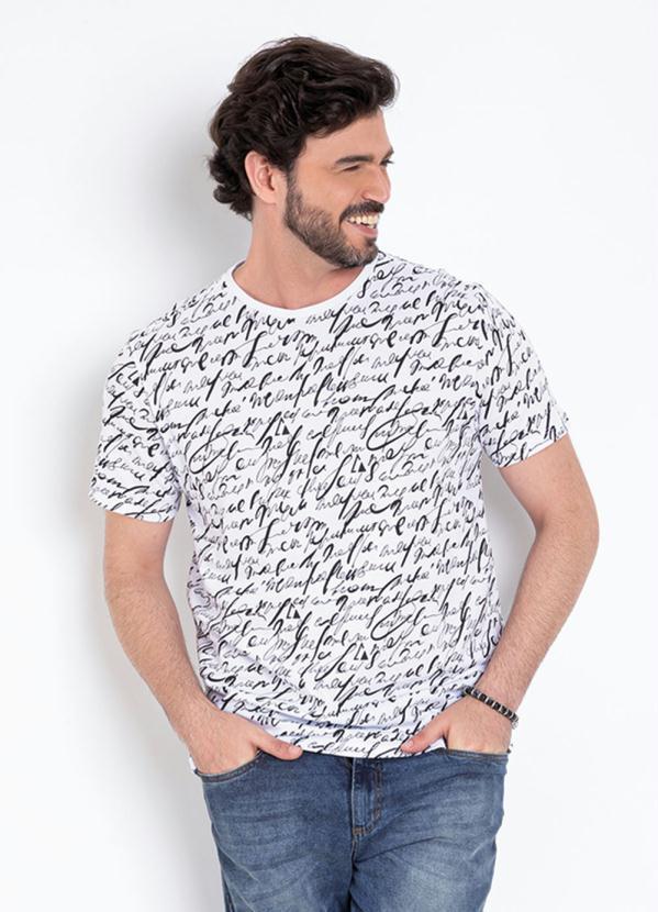 Camiseta Branca Estampada com Mangas Curtas - Queima de Estoque