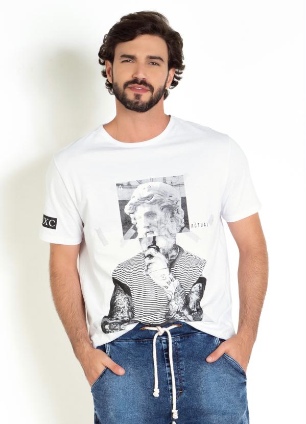 Camiseta Branca Estampada na Frente - Queima de Estoque