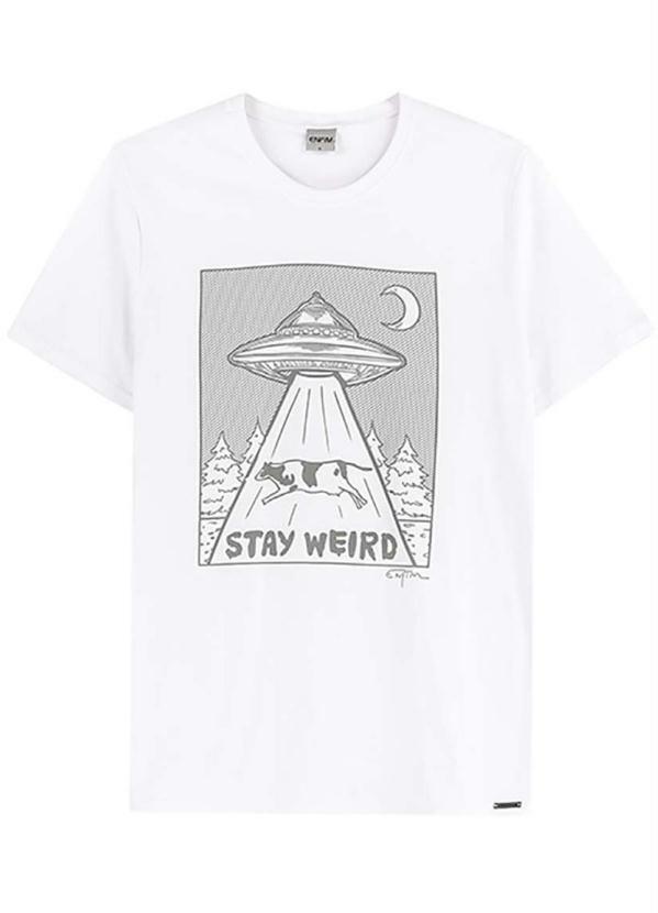 Enfim - Camiseta Branca Slim Stay Weird Live