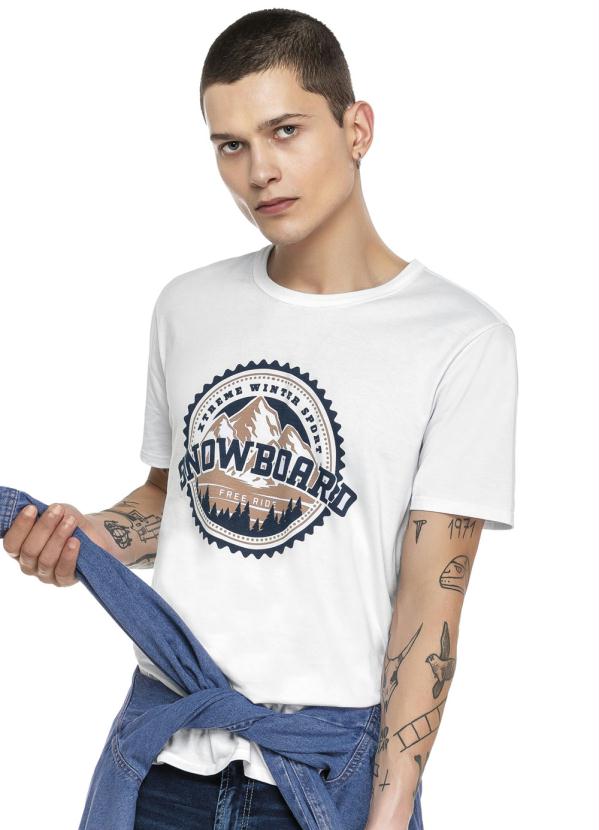 Enfim - Camiseta Branca T-Shirt Snowboard