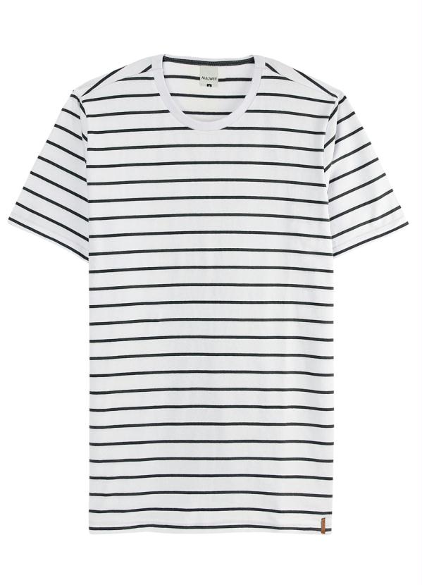 Malwee - Camiseta Branco Slim Listrada