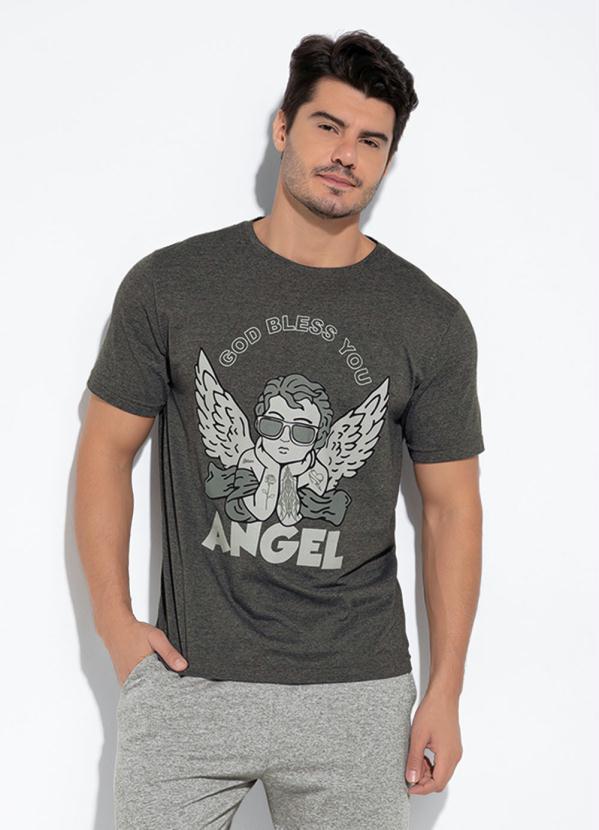 Moda Pop - Camiseta Chumbo com Estampa Frontal