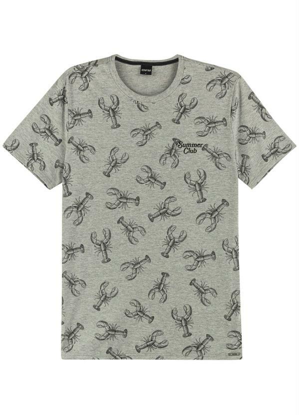 Enfim - Camiseta Cinza Slim Lagosta