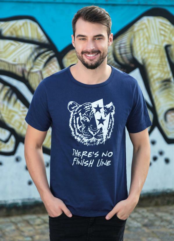 Outlet - Camiseta com Estampa de Tigre Marinho