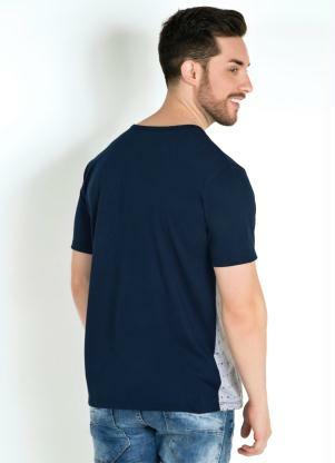 Moda Pop - Camiseta com Estampa Frente Marinho - MODA POP
