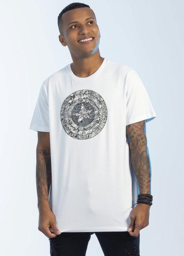 Marvel - Camiseta Estampa Capitão América Branco
