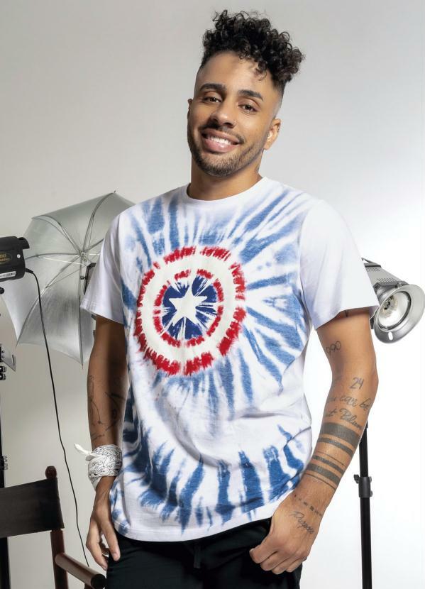 Marvel - Camiseta Manga Curta com Estampa Tie-Dye Branco