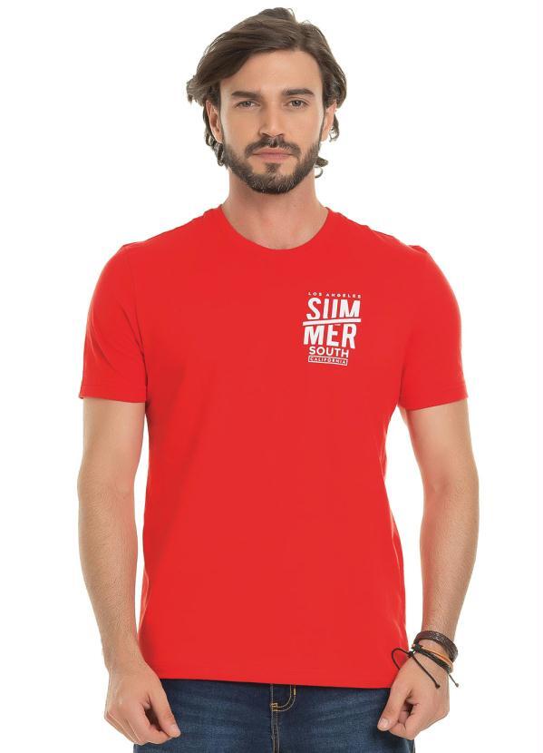 Bugaloo - Camiseta Manga Curta com Estampa Verão Vermelho