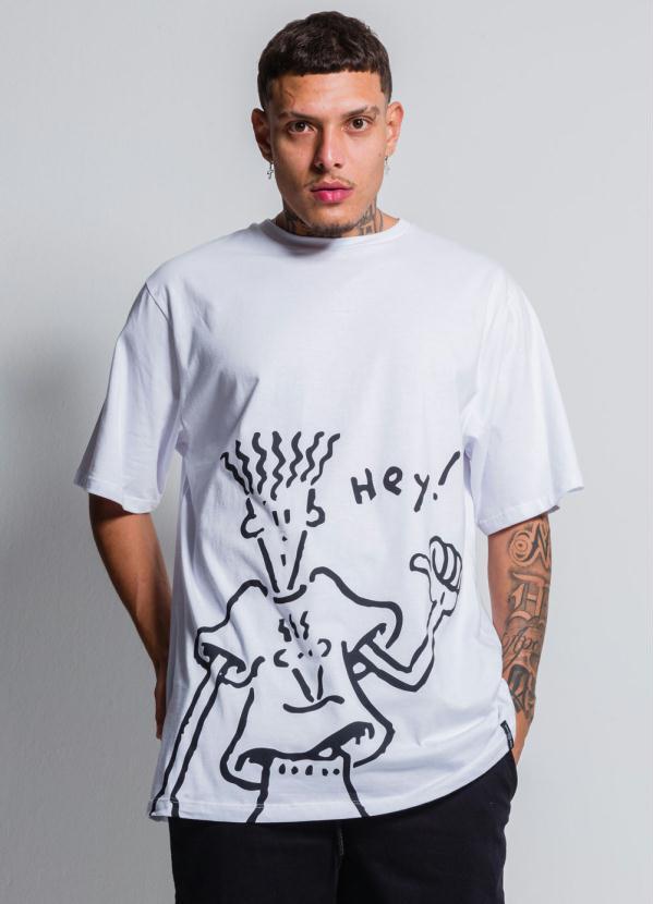 Fido Dido - Camiseta Manga Curta Oversized Hey! Branco