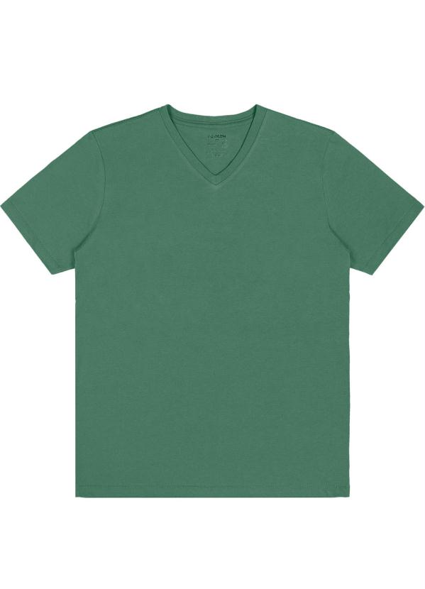 Camiseta Masculina Básica Gola V Verde Rovitex