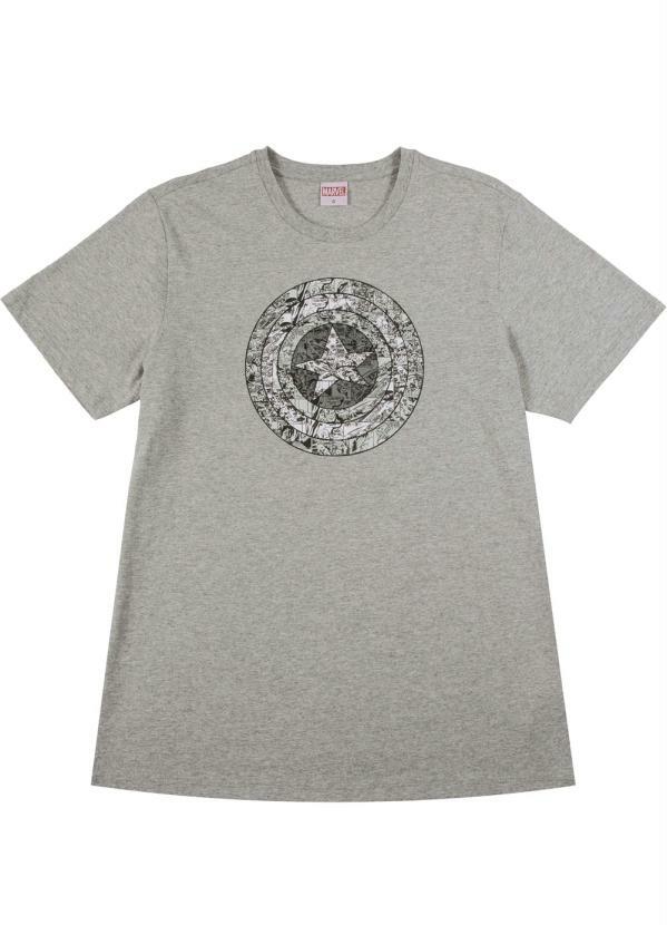 Marvel - Camiseta Masculina Estampa Capitão América Cinza
