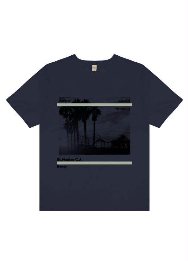 Rovitex - Camiseta Masculina Estampada Azul