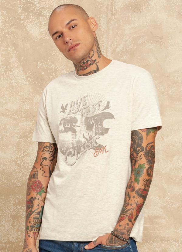Svk Confort - Camiseta Mc Live Fast Classic Bege