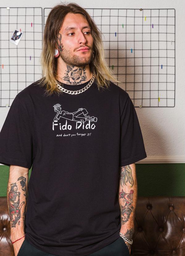 Fido Dido - Camiseta Over de Manga Curta Preto