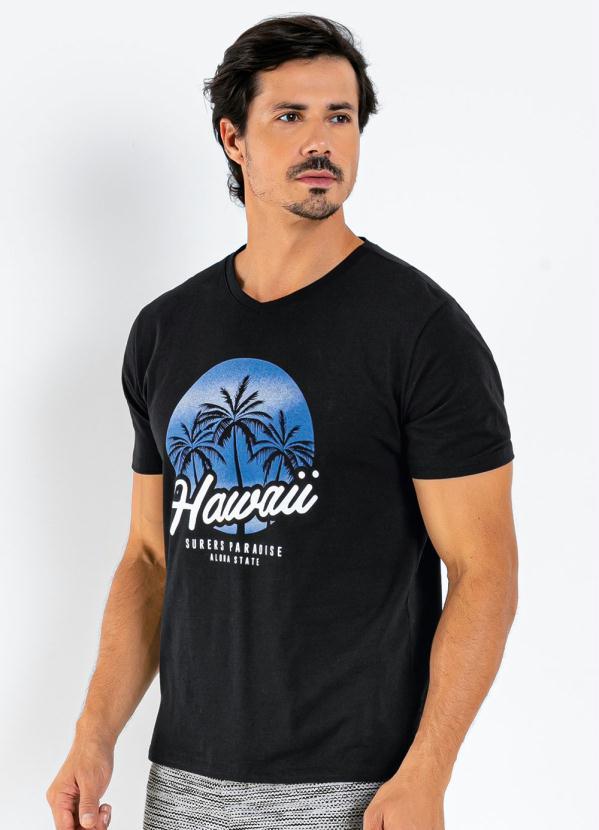Outlet - Camiseta Preta com Estampa Frontal