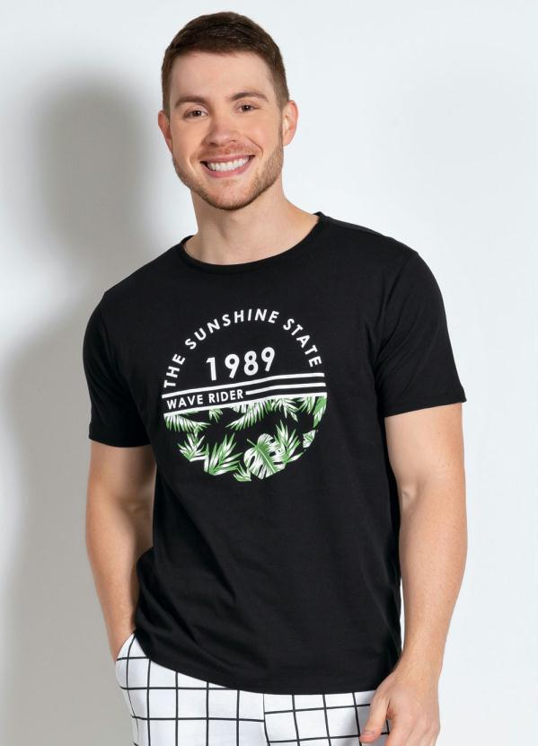 Outlet - Camiseta Preta Estampada