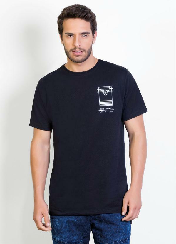 Outlet - Camiseta Preta Longline com Estampa Costas