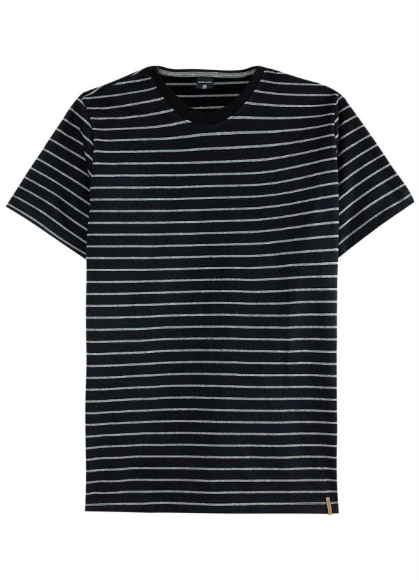 Malwee - Camiseta Preto Slim Listrada