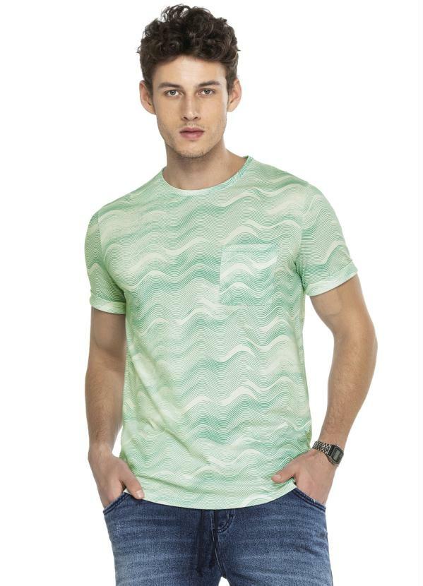 Enfim - Camiseta Verde Água Slim Ondas