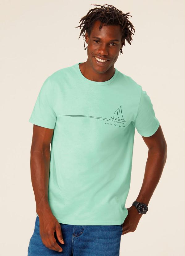 Malwee - Camiseta Verde Claro Tradicional Veleiro