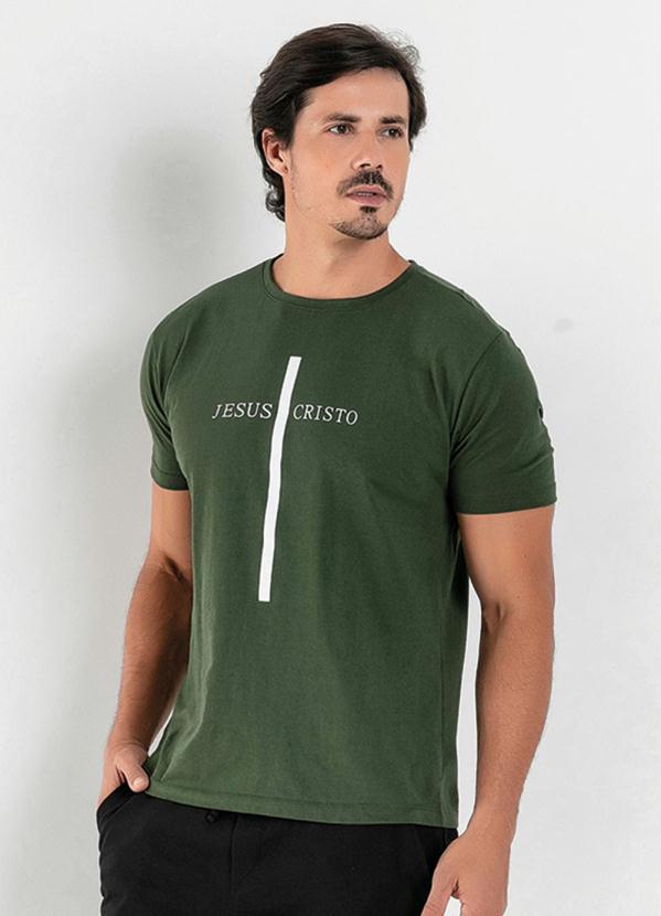 Camiseta Verde com Estampa Jesus Cristo - Moda Pop