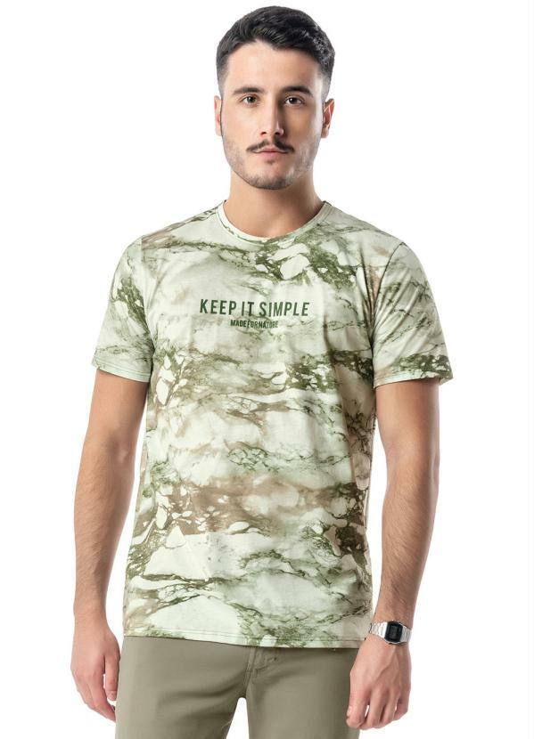 Enfim - Camiseta Verde Tradicional Marmorizada