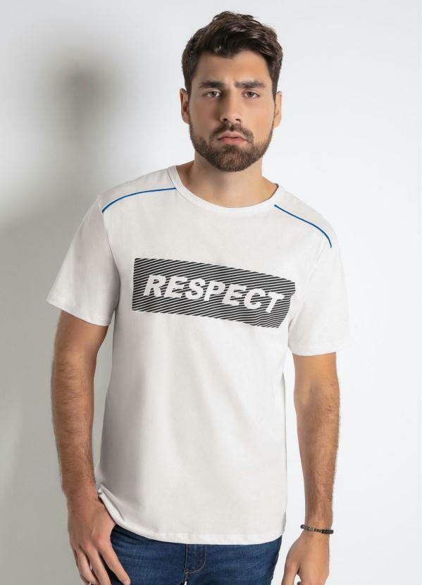 Outlet - Camsiseta Respect com Filetes no Ombro Branca