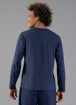 Just Basic - Camiseta Básica Manga Longa Adulto Azul - JUST BASIC