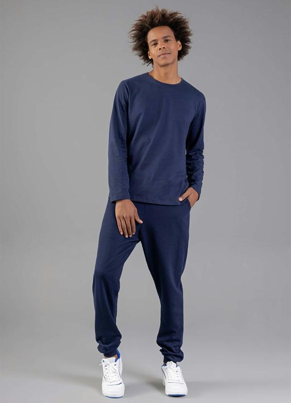 Just Basic - Camiseta Básica Manga Longa Adulto Azul 3