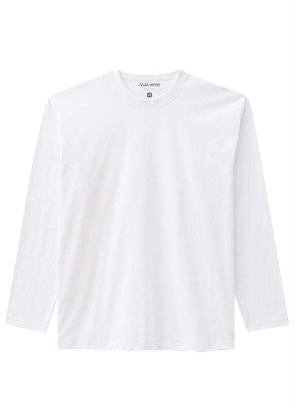 Malwee - Camiseta Básica Manga Longa Branco