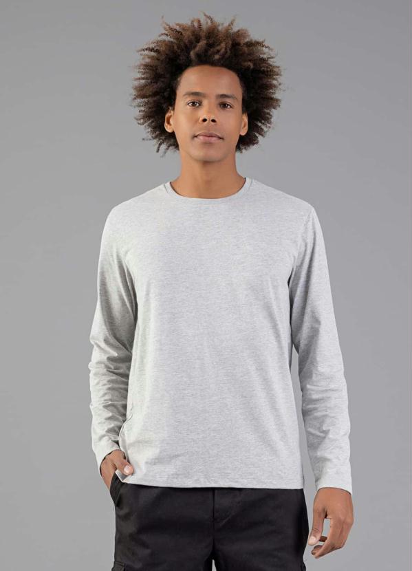 Just Basic - Camiseta Básica Manga Longa Cinza