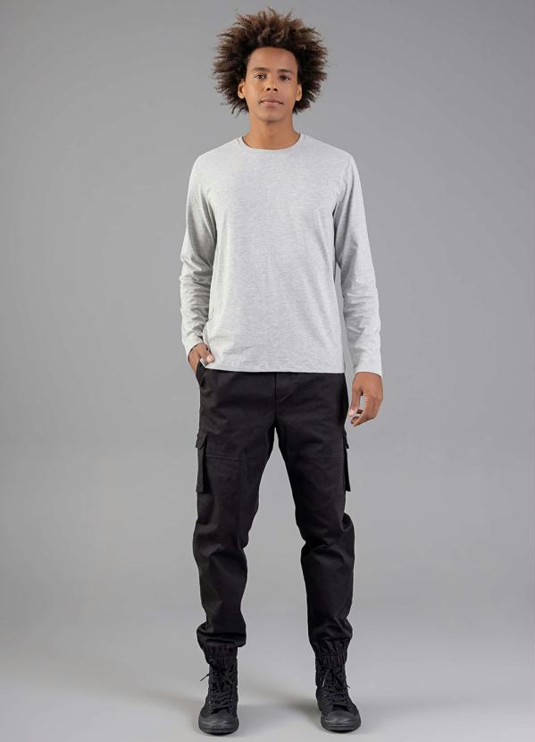 Just Basic - Camiseta Básica Manga Longa Cinza 3